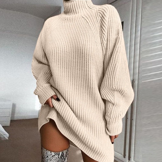 Turtleneck Long Sleeve Sweater Dress